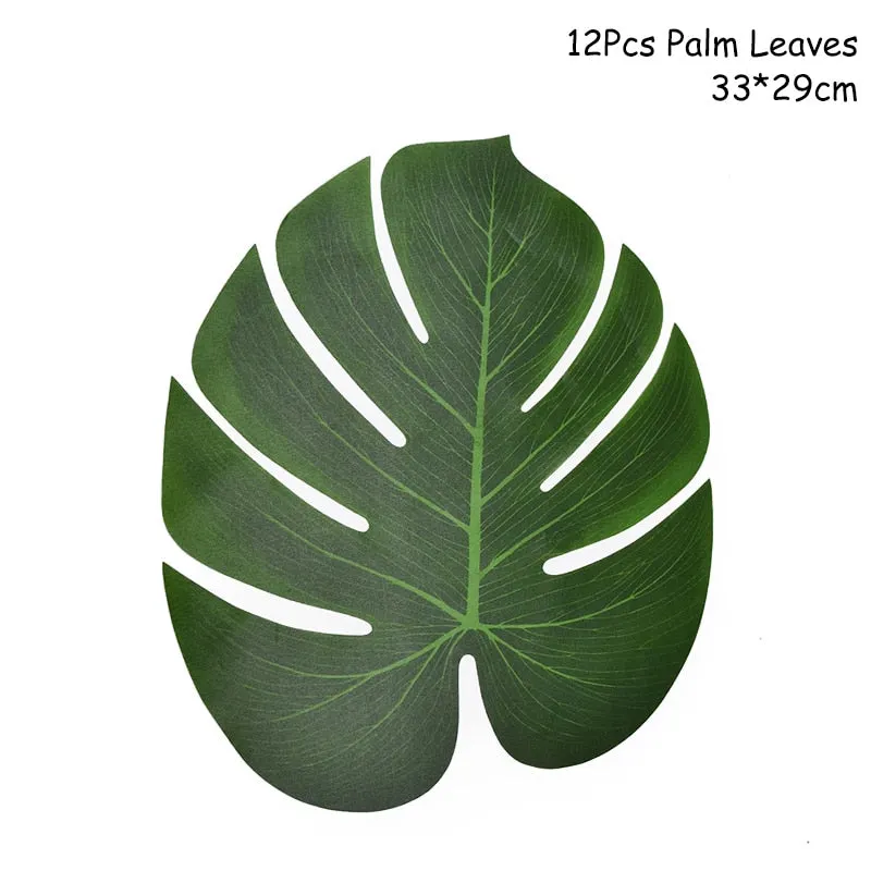 Hawaiian Party Decorations Palm Leaves Bunting Banner Luau Flamingo Summer Tropical Party Decoration Jungle Safari Party Ballons
