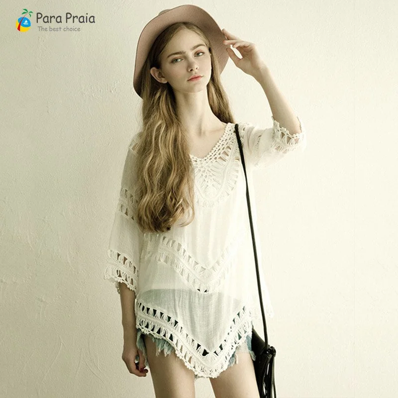 2020 Long Sleeve Crochet Swimwear Cover Up Sexy Stylish Tassel Beach Dress Women Bikini Cover Up Beachwear Loose Cardigan