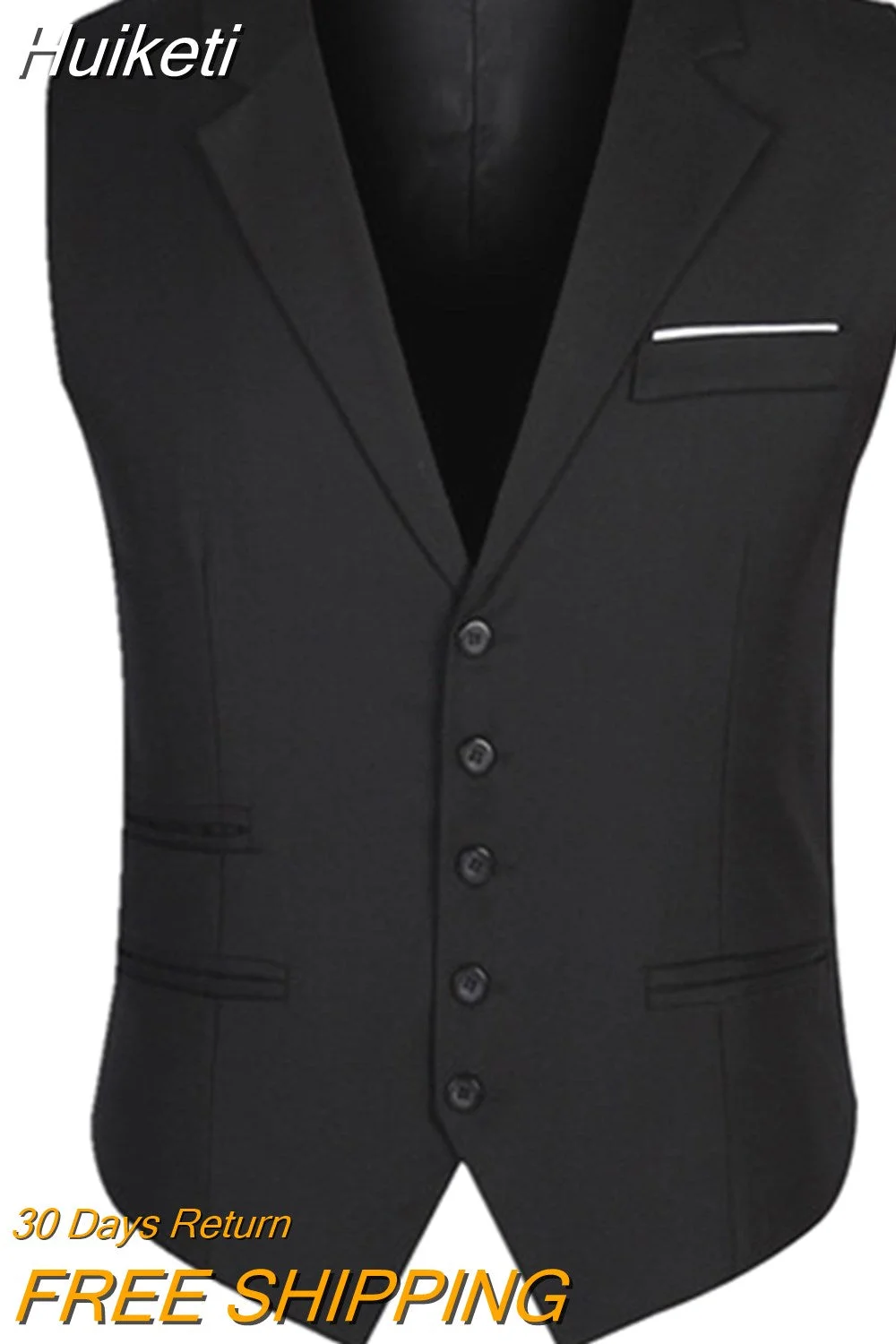 Huiketi New Arrival Dress Vests For Men Slim Fit Mens Suit Vest Male Waistcoat Gilet Homme Casual Sleeveless Formal Business Jacket