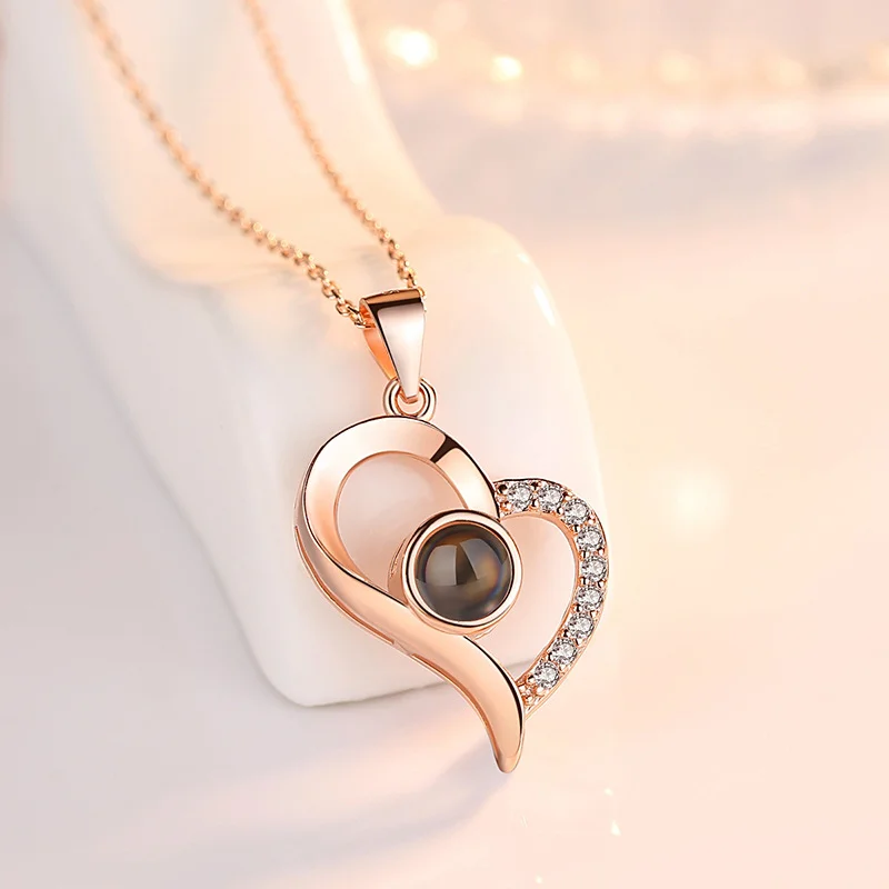 100 Languages I Love You Projection Pendants Heart Necklace | IFYHOME