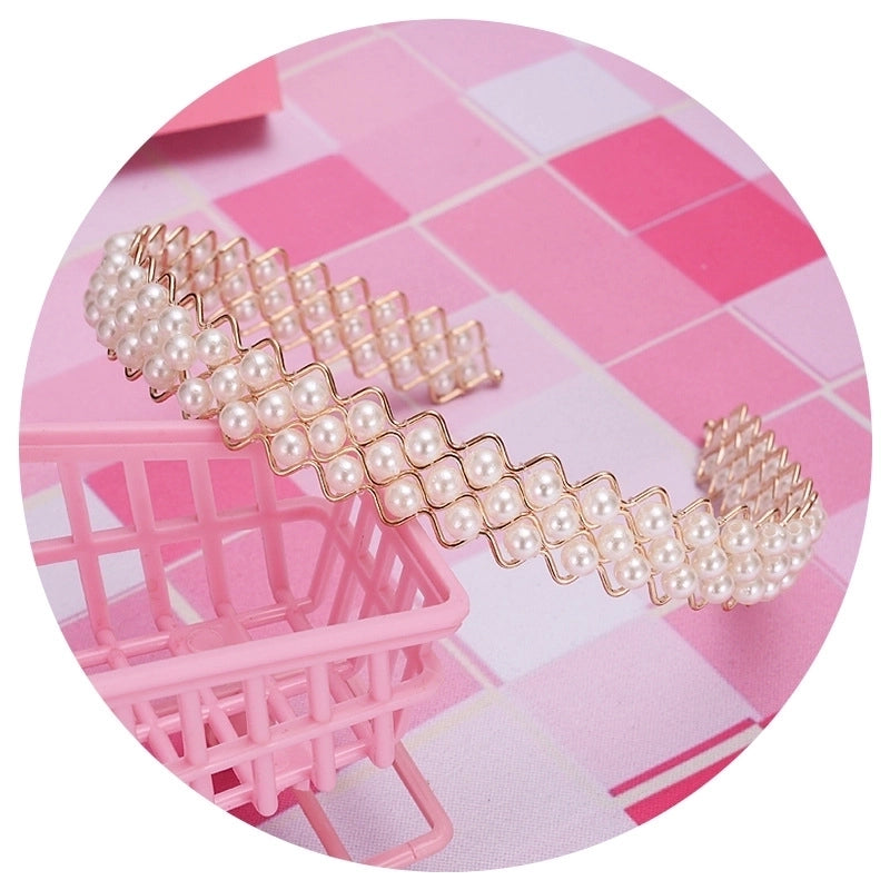 New Pearl Headband Women Korean Internet Celebrity Headband Hair Clip Women’s Simple Elegant Pressed Hair Clip Headwear