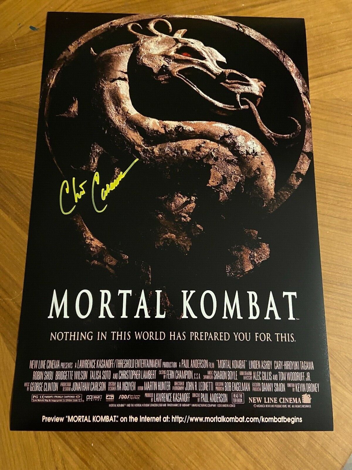 * CHRIS CASAMASSA * signed 12x18 poster * MORTAL KOMBAT * SCORPION * PROOF 5