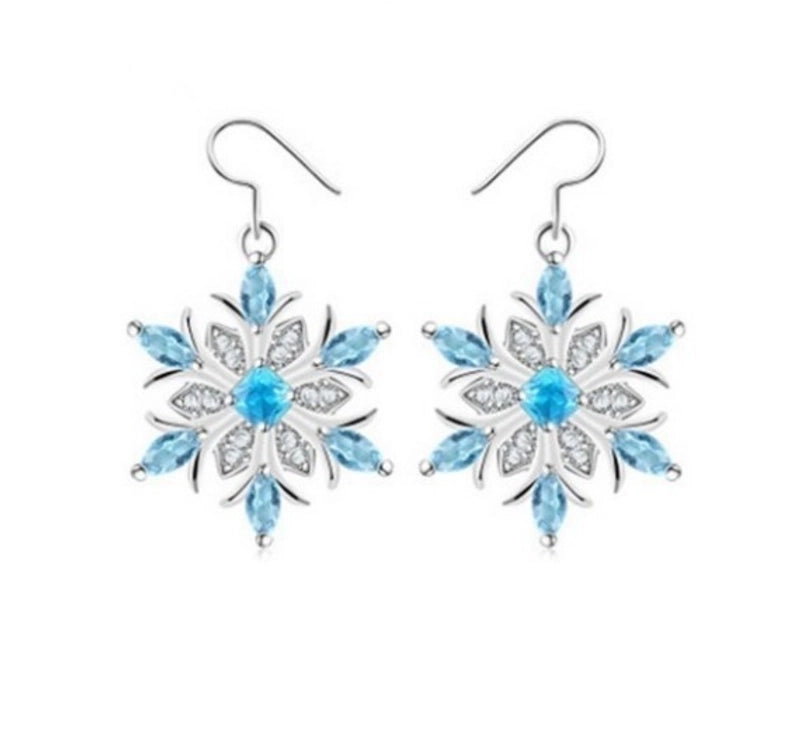 Fashion Snowflake Alloy Inlay Zircon Women’s Earrings Necklace