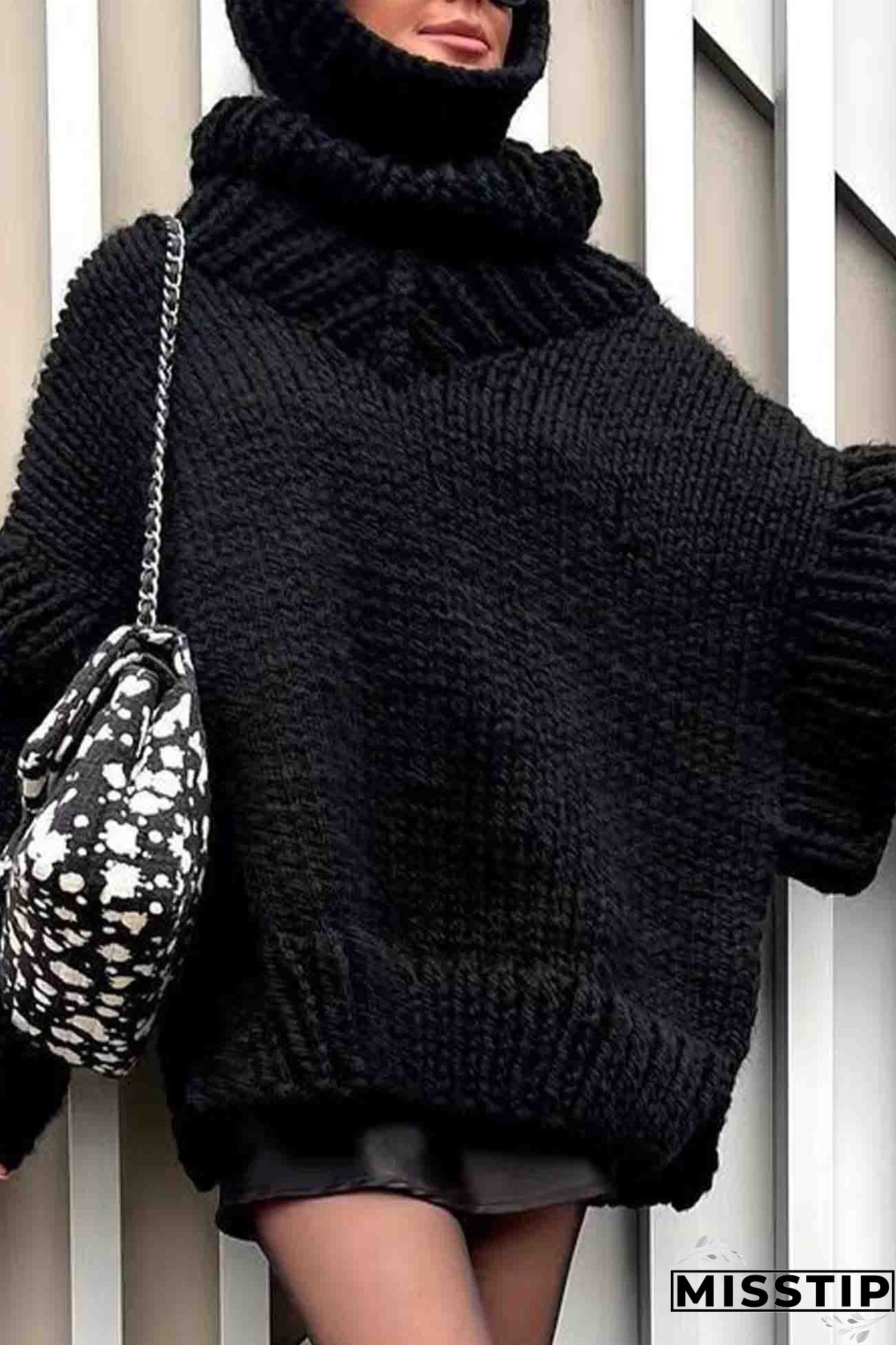 Solid Long Sleeve Cowl Neck Sweater