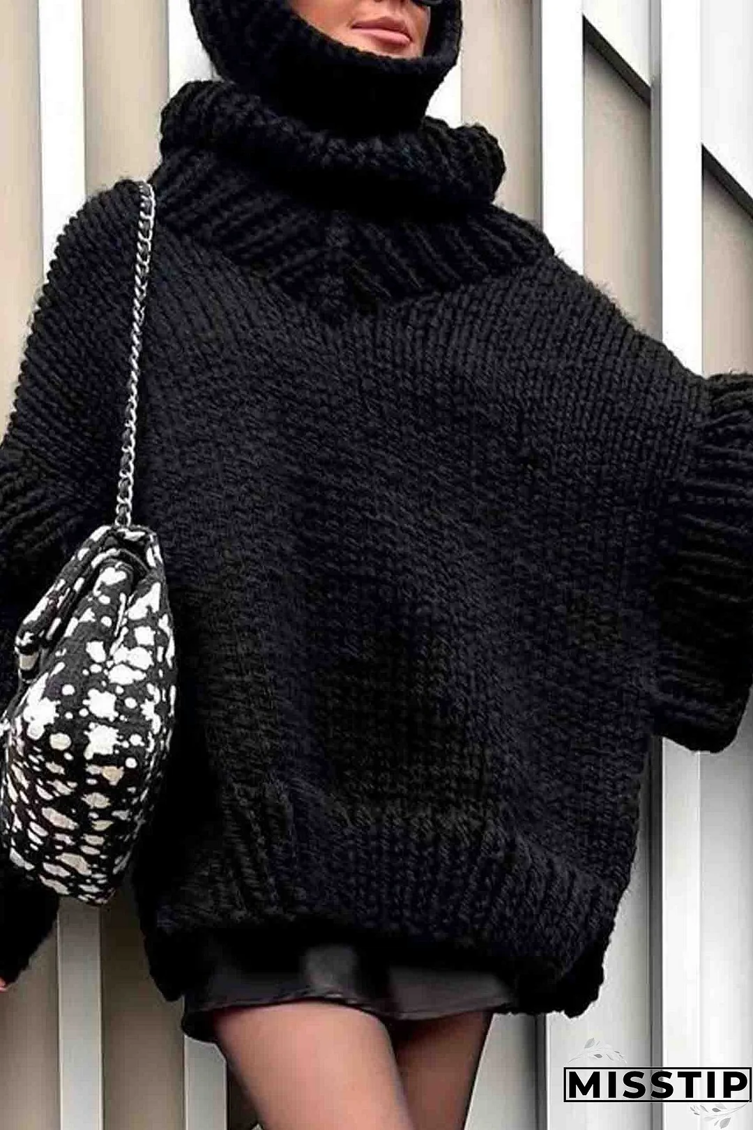 Solid Long Sleeve Cowl Neck Sweater