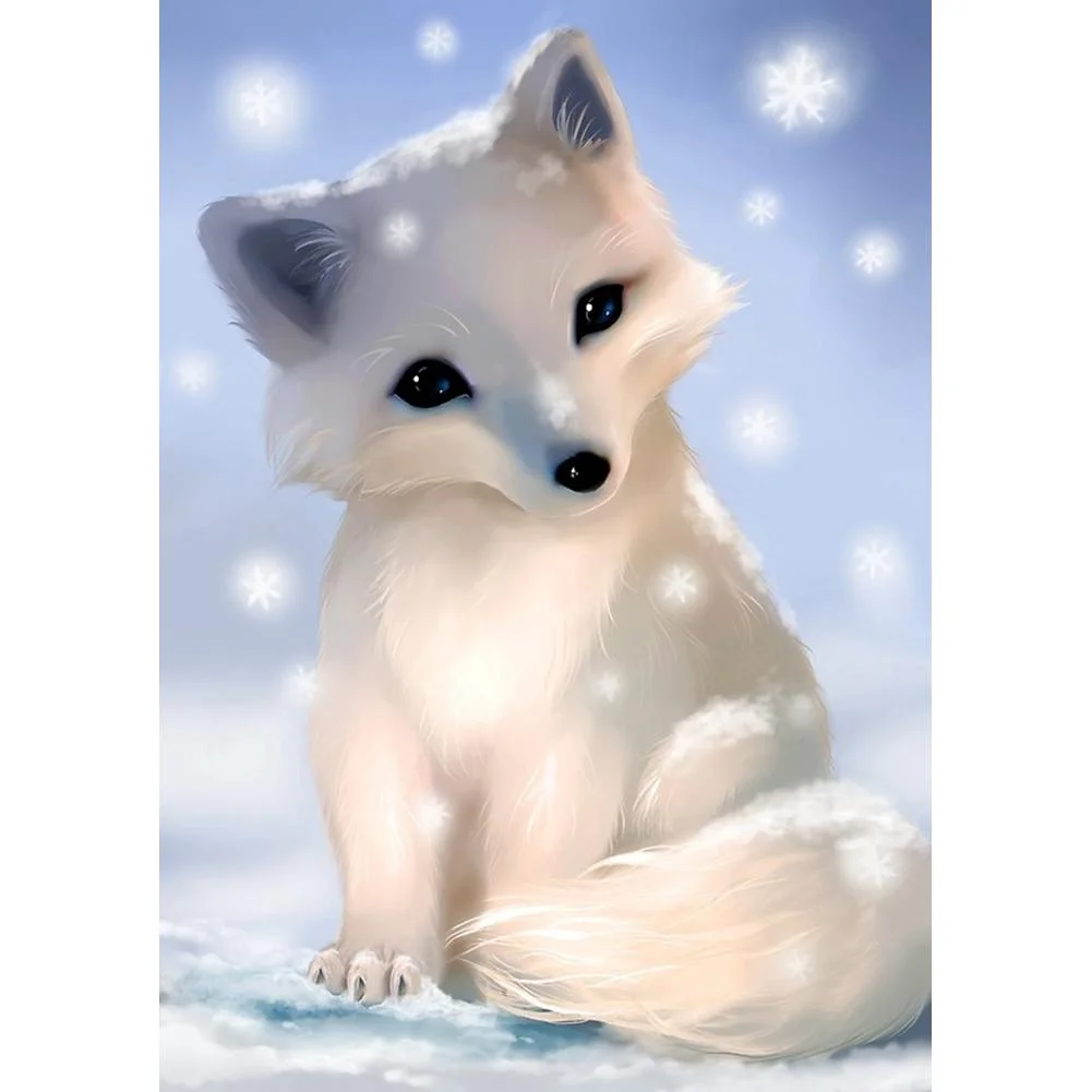 Full Round/Square Diamond Painting -  White Fox