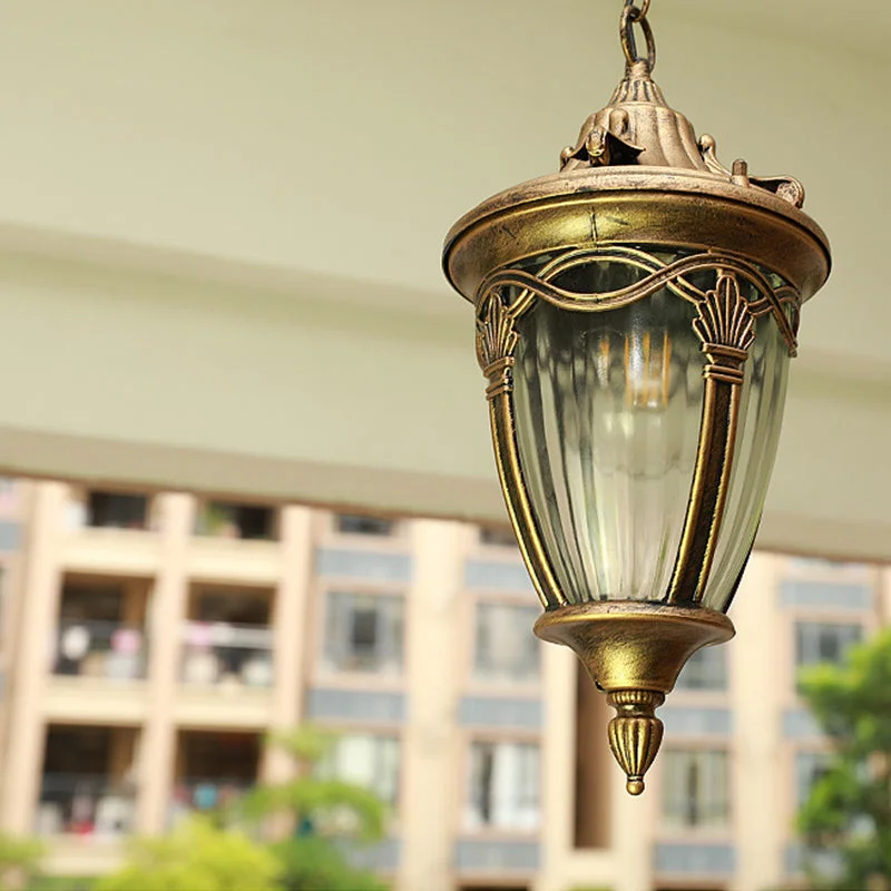 Retro Maple Pattern Outdoor Waterproof Garden Pendant Light