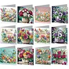 12Pcs Flower Bouquet DIY Diamond Painting Greeting Cards for Adult Holiday Gifts