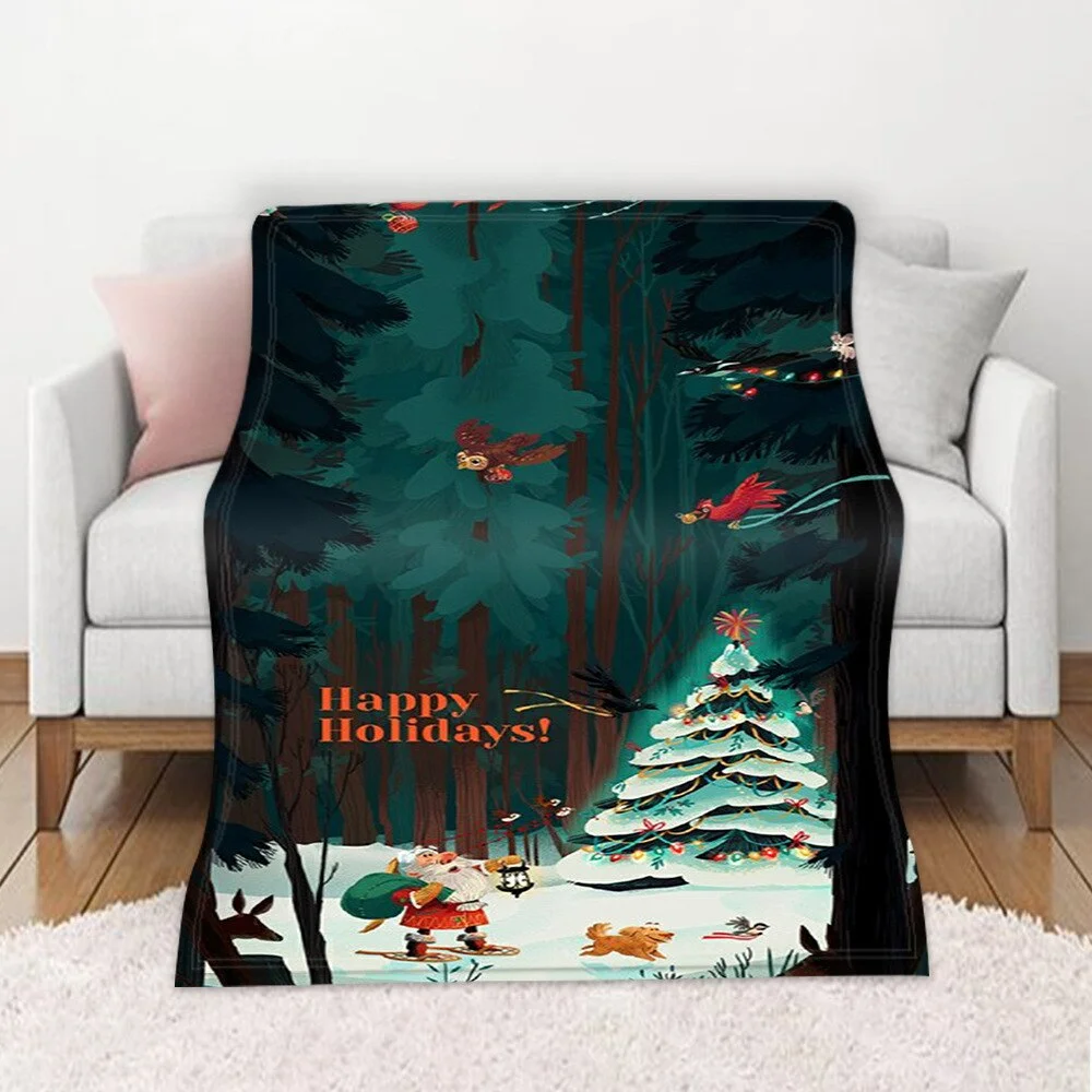 Christmas Blanket Winter Warm Decorative Sofa Living Room Rest Bed To Sleep Flannel Printed Pattern Home Blanket