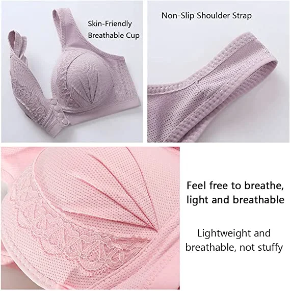 LB&reg;Moisture-wicking Skin-Friendly Cotton Front Button Bra- BUY 1 GET 2 FREE