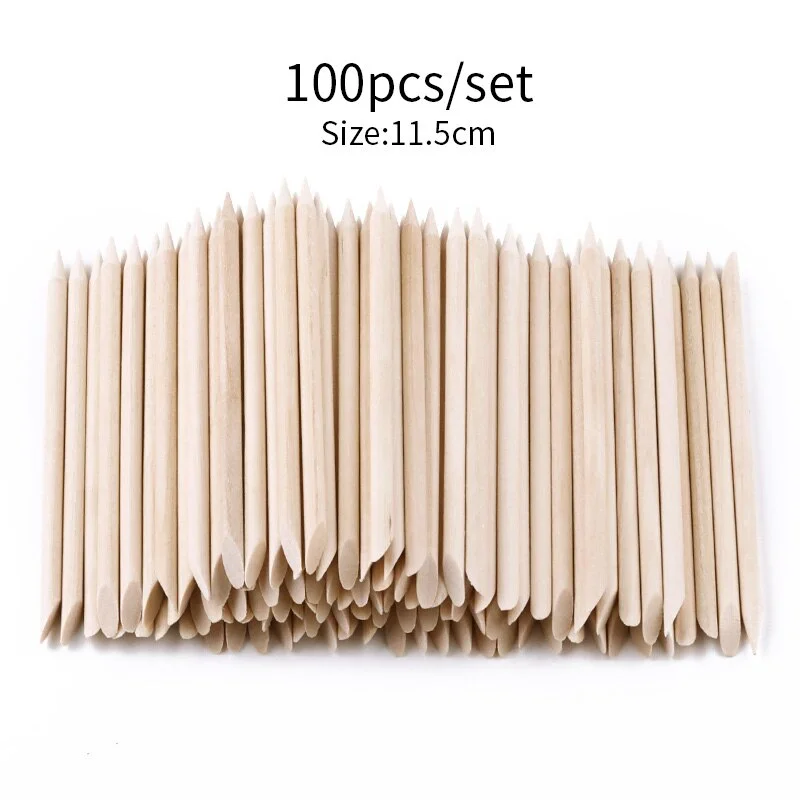 10/20/50/100pcs Wooden Cuticle Pusher Nail Rhinestone Remover Double Head Portable Nail Art Cuticle Remover  Nail Tools-Nail Inspo