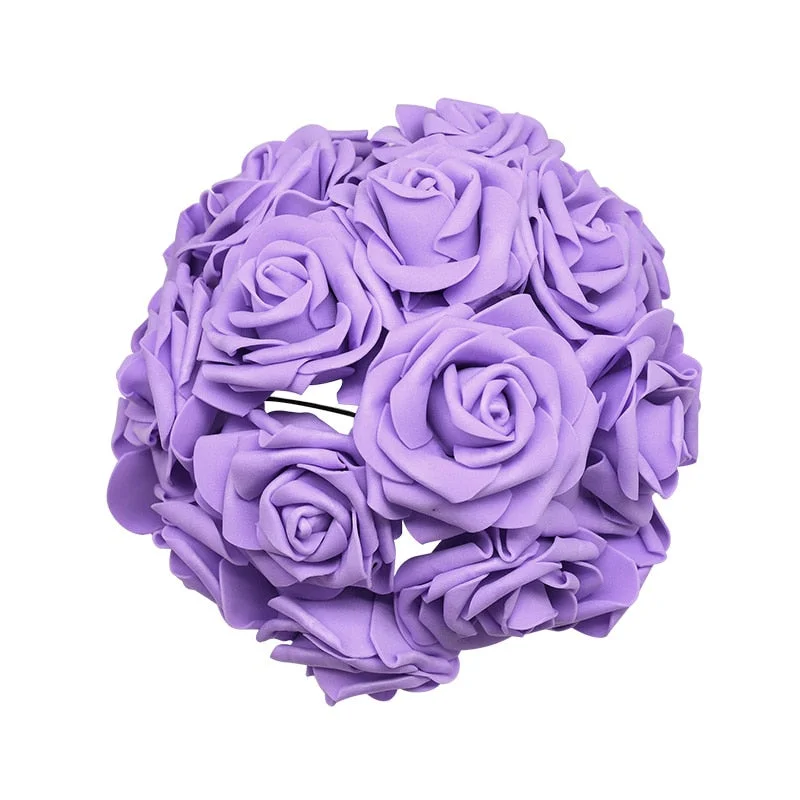 24Pcs/lot Artificial Rose Bouquet Decorative Foam Rose Flowers Bride Bouquets for Wedding Home Party Decoration Wedding Supplies