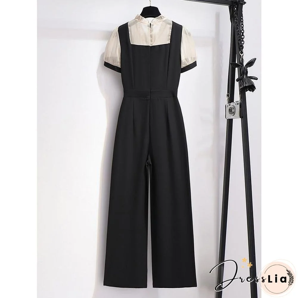 Elegant Patchwork High Waist Rompers P11388