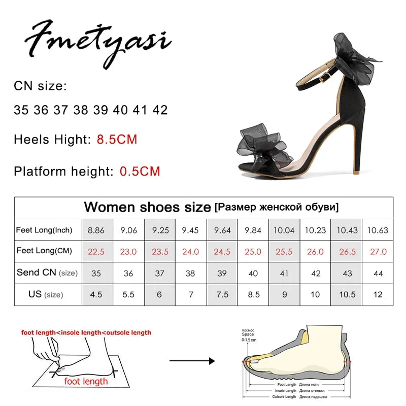 2022 New Satin Women High Heel Sexy Lace Butterfly-knot Buckle Strap Ladies Pump Elegant White Bride Wedding Shoes Plus Size