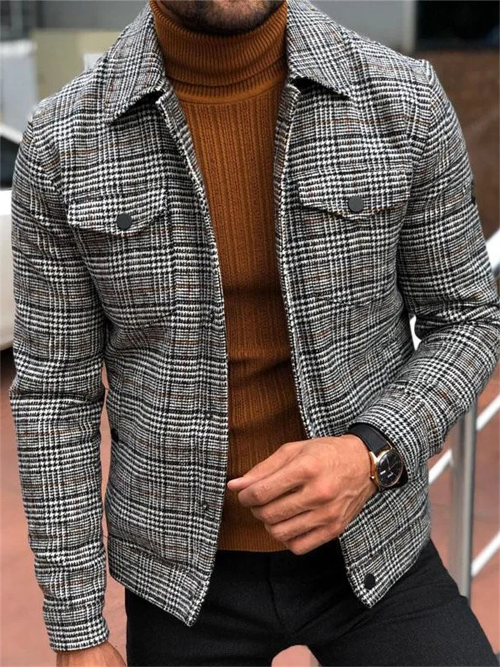 Casual Fashion Plaid Men's Jacket