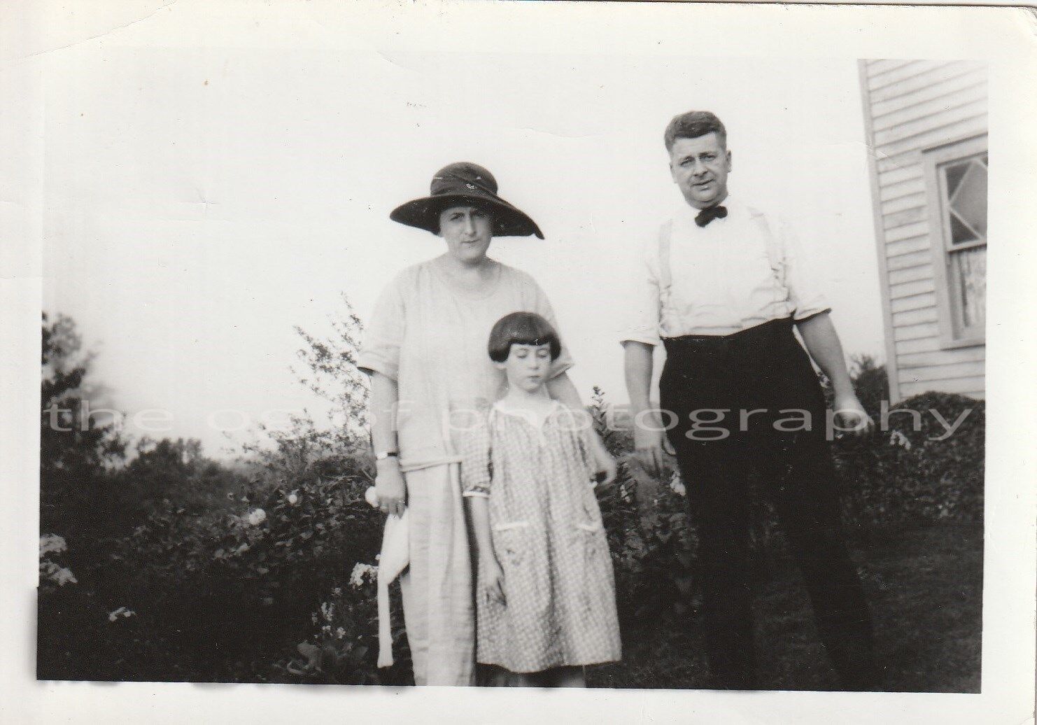 FAMILY OF THREE Found Photo Poster painting bwOriginal Snapshot VINTAGE 83 12