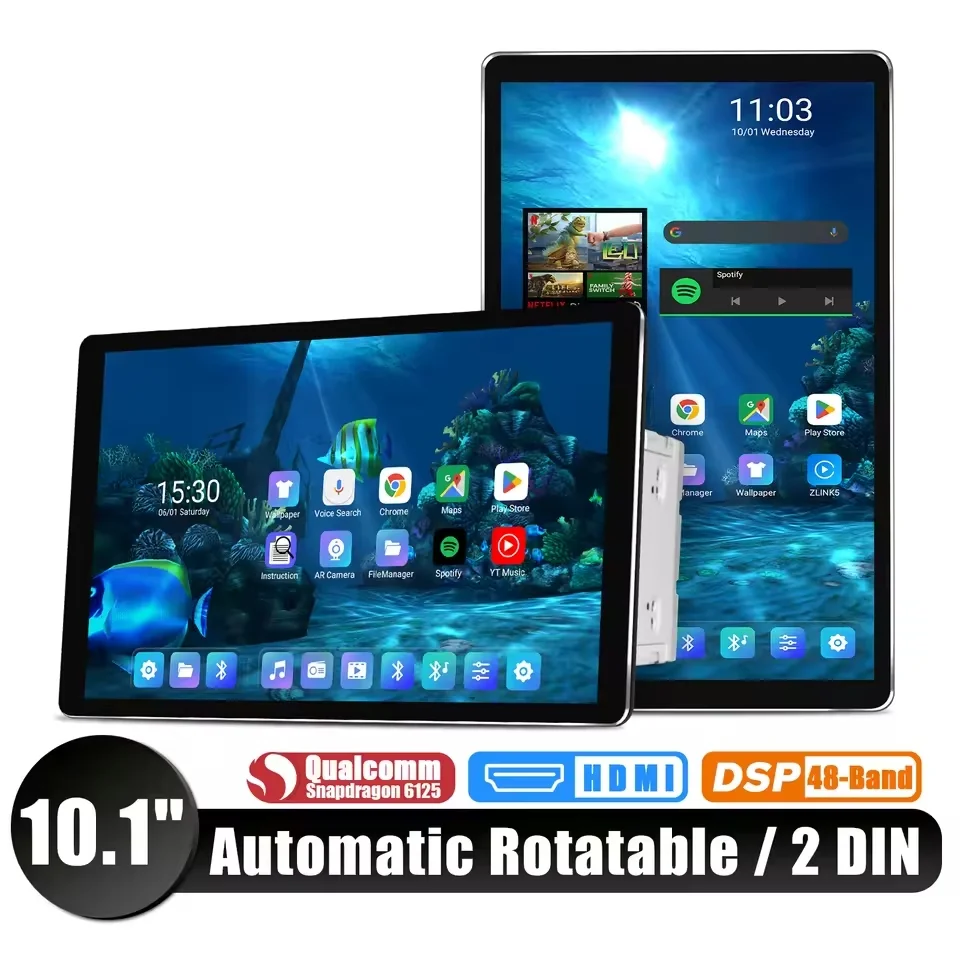 复制JOYING nou proiectat 10.1„11.6” 13.3"15.1” Android 12 Car Stereo universal unitate de cap cu ecran rotativ automat-F