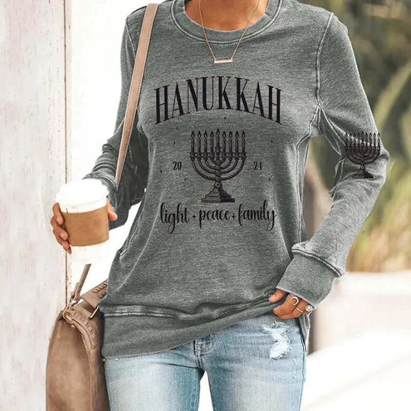 Women's Jewish Hanukkah Printed Sweatshirt