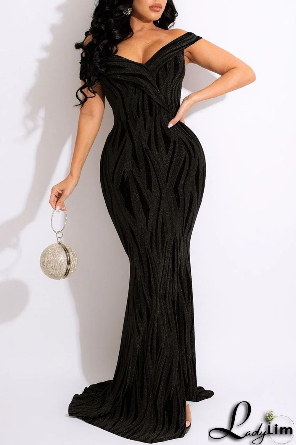 Gold Sexy Patchwork Off the Shoulder Off The Shoulder Dresses