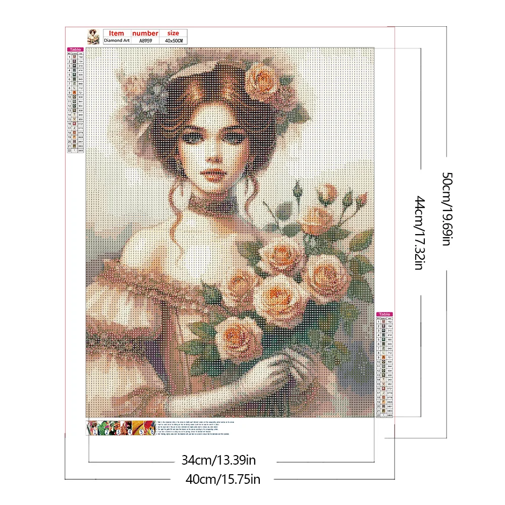 Full Round Diamond Painting 40*50cm - Lady Of Flowers