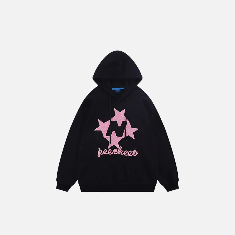 Y2K Star Letters Embroidered Hoodie