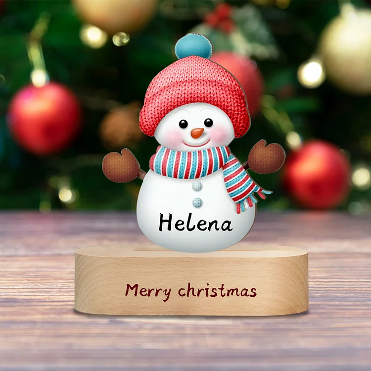 Navidad-Decoración navideña de madera y acrílico muñeco de nieve 1 nombre personalizado