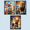 3pcs Diamond Painting -DIY Round Drill Flower Animals
