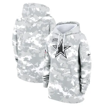 Women's Dallas Cowboys  Arctic Camo 2024 Salute To Service Club Fleece Pullover Hoodie
