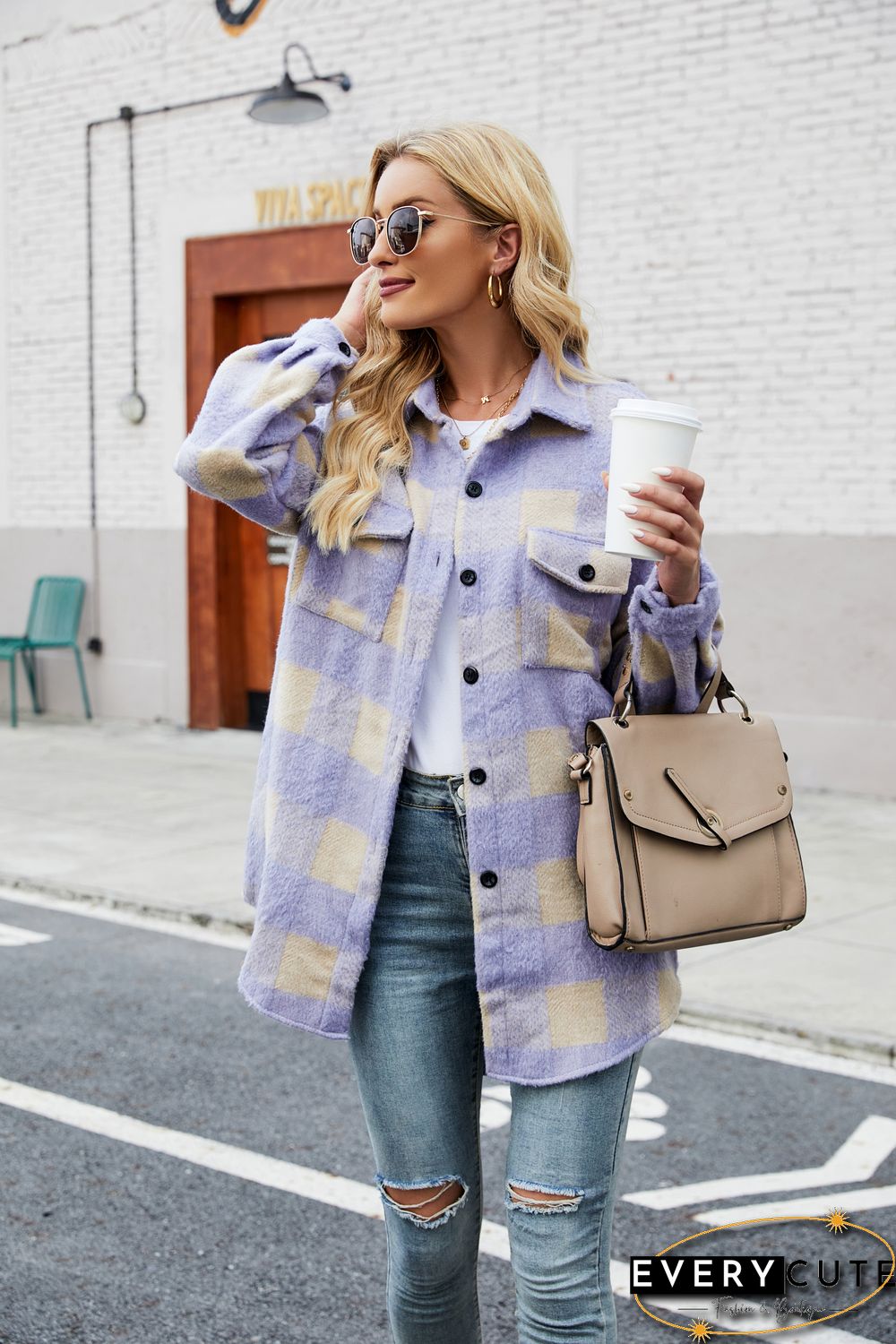 Collar Button Down Thick Shacket Jacket