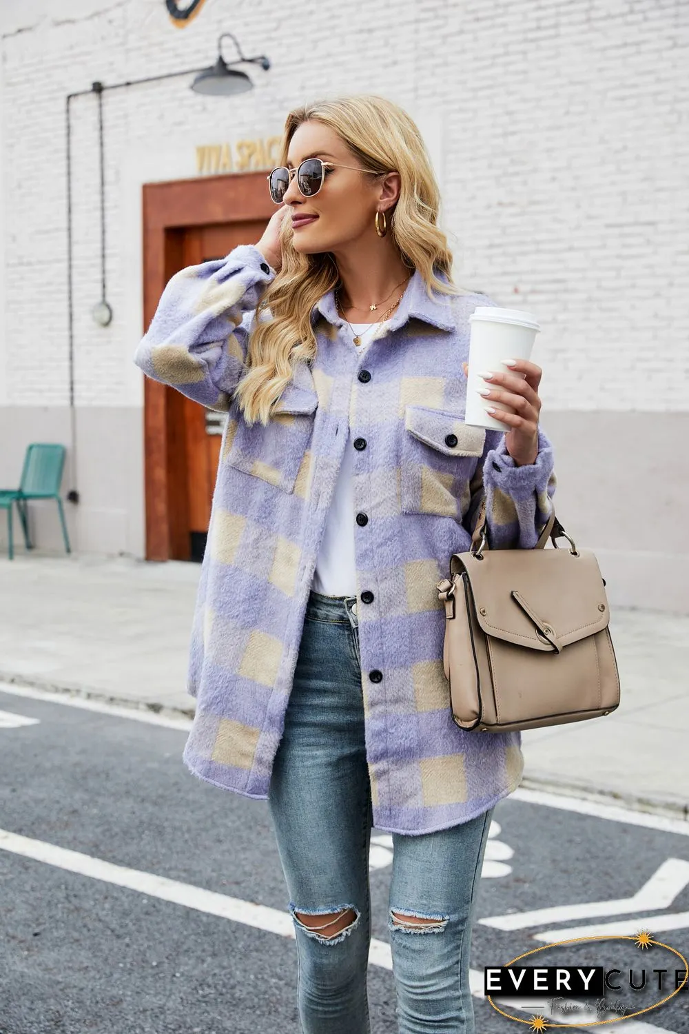 Collar Button Down Thick Shacket Jacket