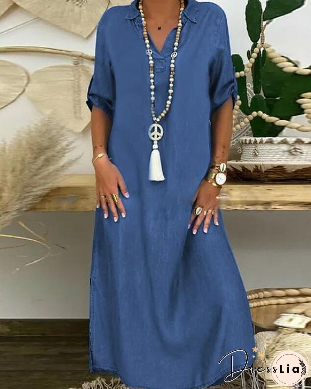 Plus Size Denim Maxi Dress