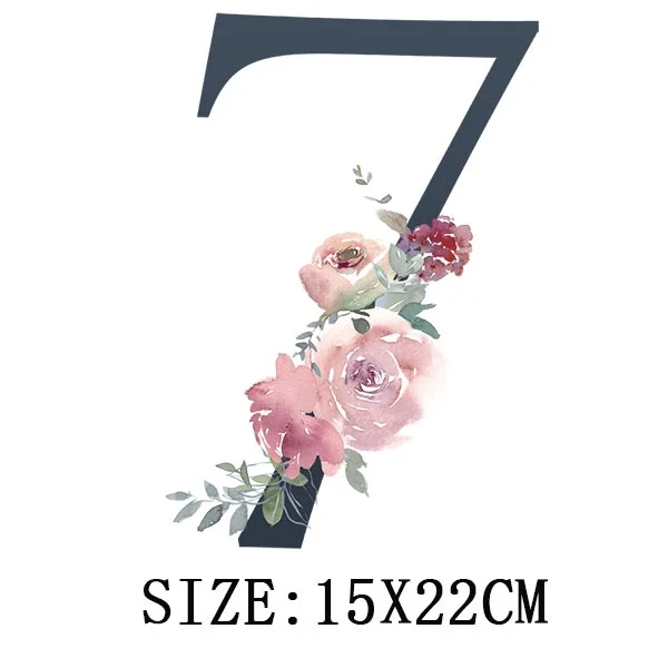 Beautiful Number Thermal Stickers On T-shirt Bag DIY Washable Patches Funny Design Iron On Transfers For Clothes Appliqued Decor