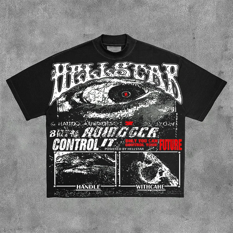 Only You Can Control Your Future Hellstar Eyes Graphics Print 100% Cotton Short Sleeve T-Shirt