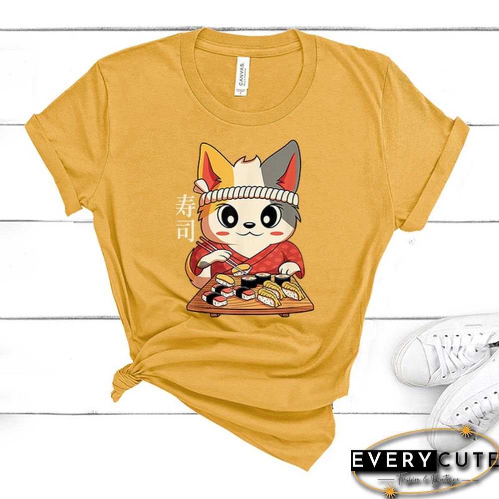 Fashion New Sushi T-Shirt Men And Women Cartoon T-Shirt Harajuku Streetwear T-Shirt Casual Tops Tees