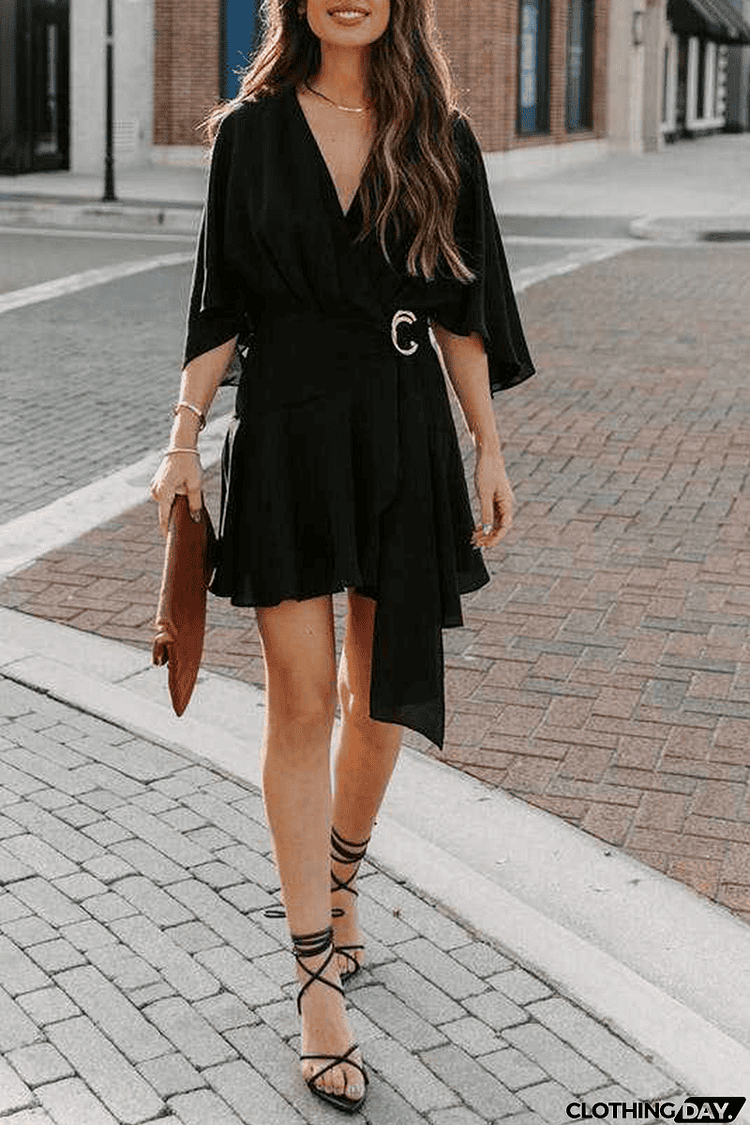 Ruffle V Neck Wrap Romper