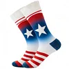 Unisex 250th Anniversary American Flag Color Block Striped Star Mid-Calf Socks by Inlyline