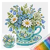 Stamped Cross Stitch Kit for Adults Floral Still Life Cup 18CT tapestrymarket