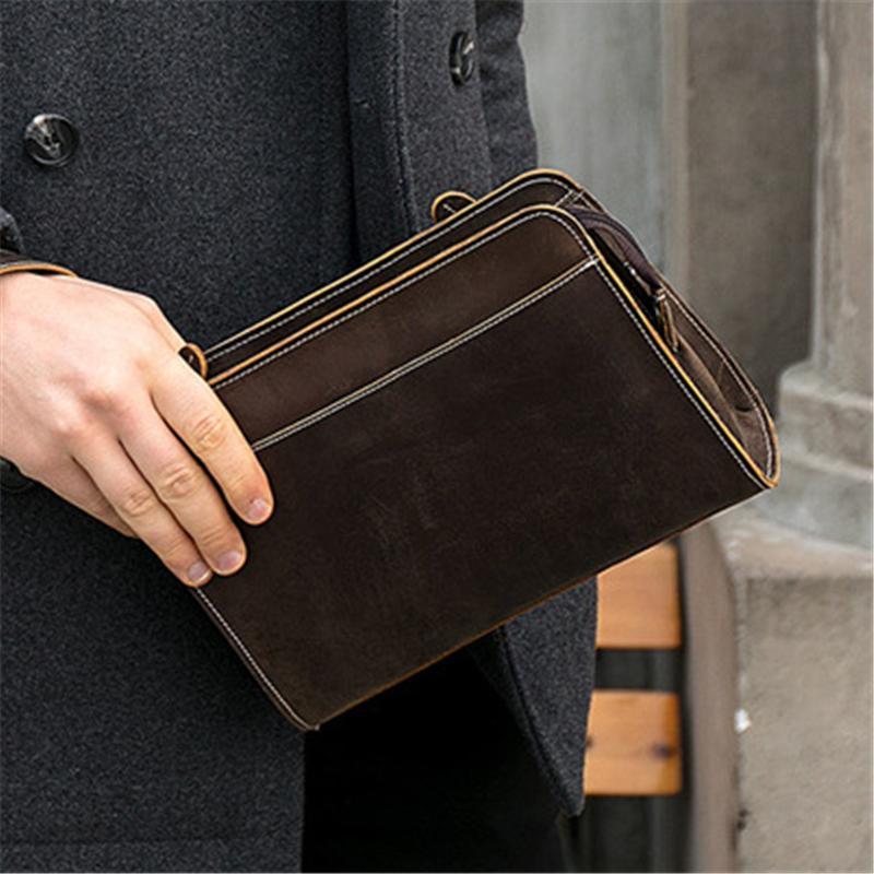 Vintage Leather Business Wallets Large Capacity Clutch Bags