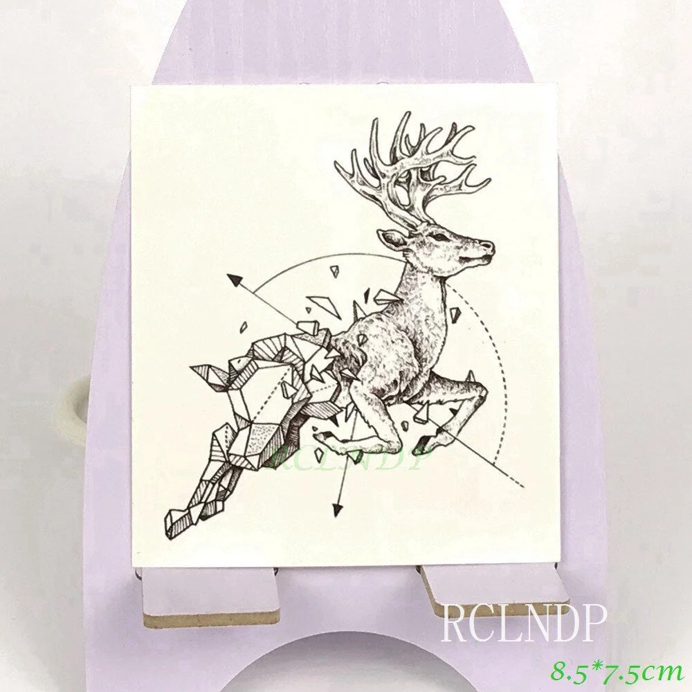 Waterproof Temporary Tattoo Stickers Wolf Dog head fake Tatto Geometric animal Flash Tatoo Hand Back Foot for Girl Women Men