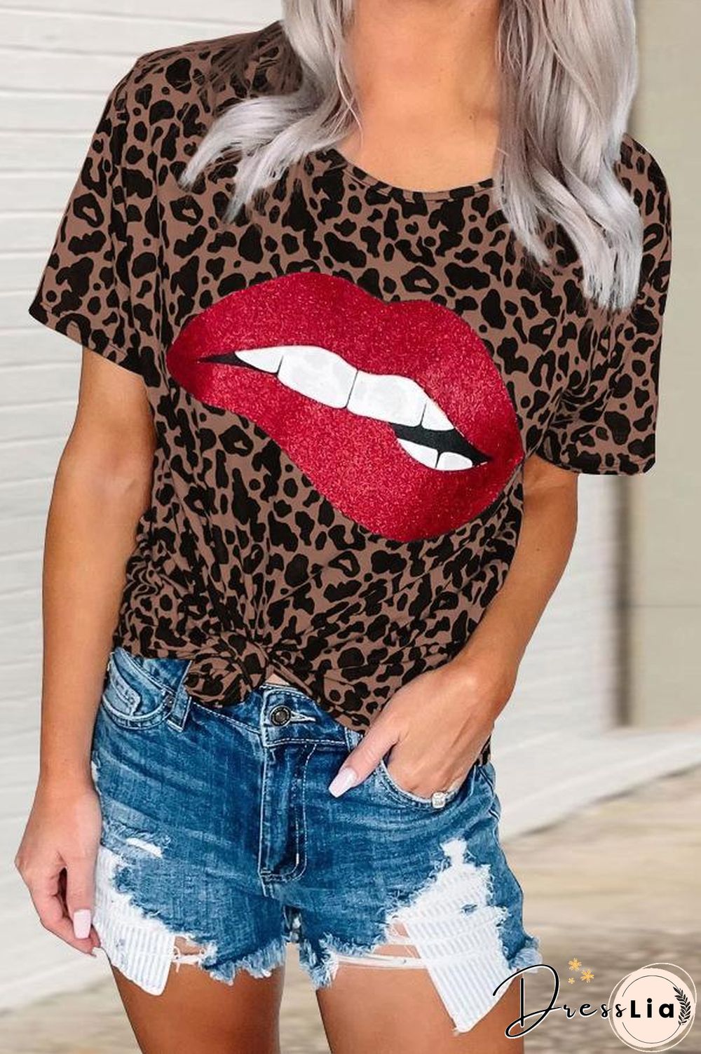 Animal Print Lips Graphic Tee