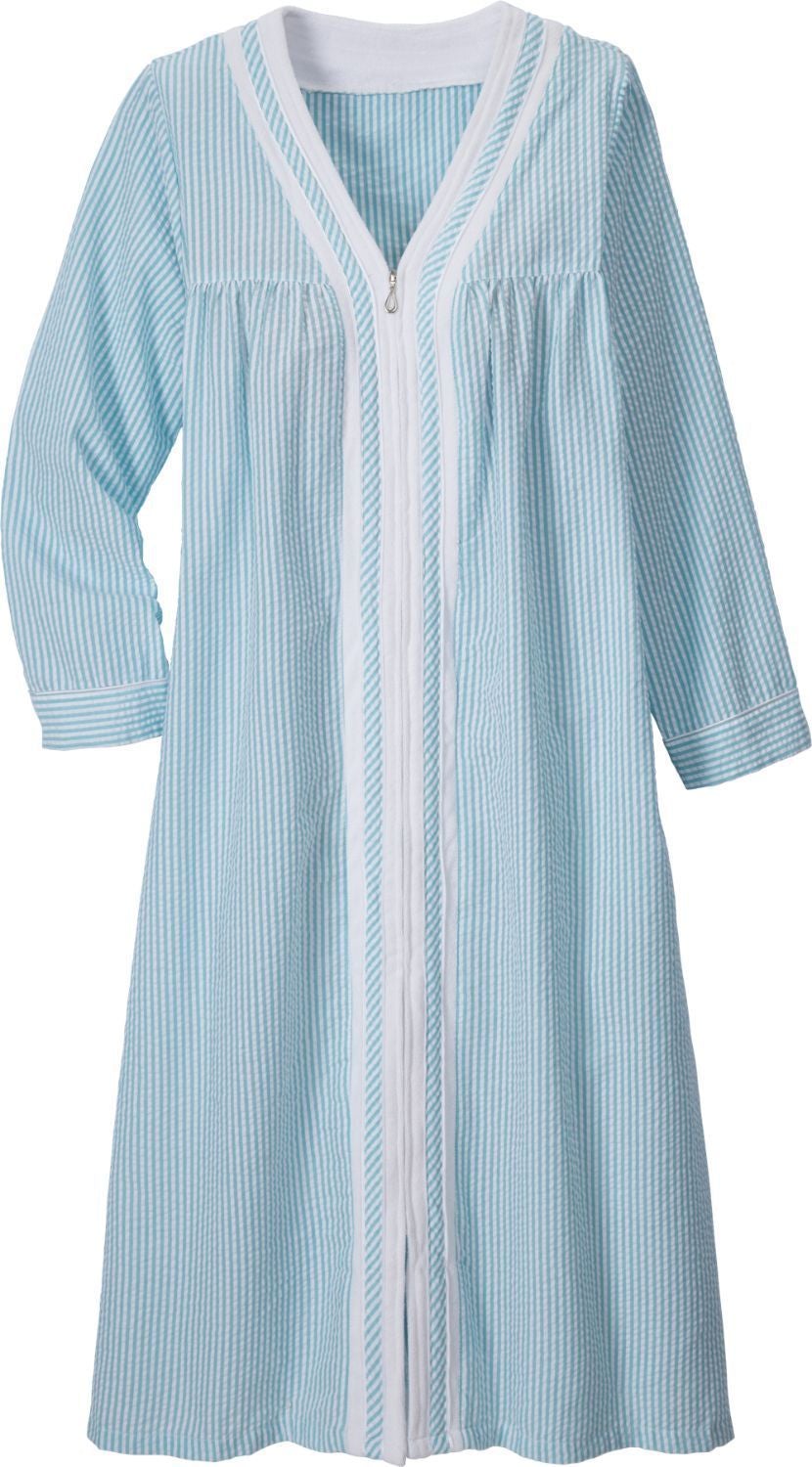 Women's ZipFront Seersucker Robe