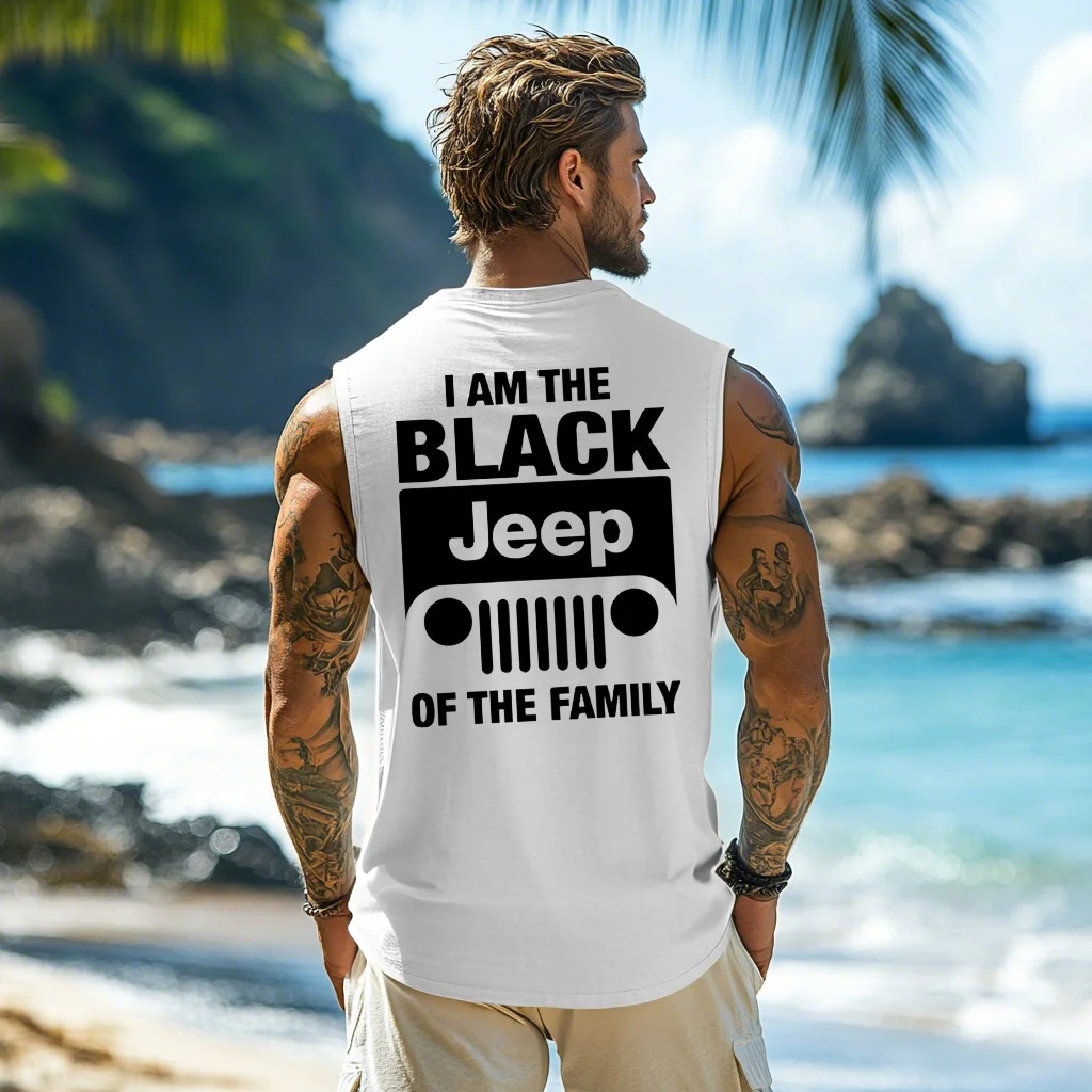 Men's Outdoor Retro Lettering Slogan Tank Top