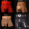 Men's sexy transparent boxer briefs invisible high elastic silky smooth and shiny jj set of underwear