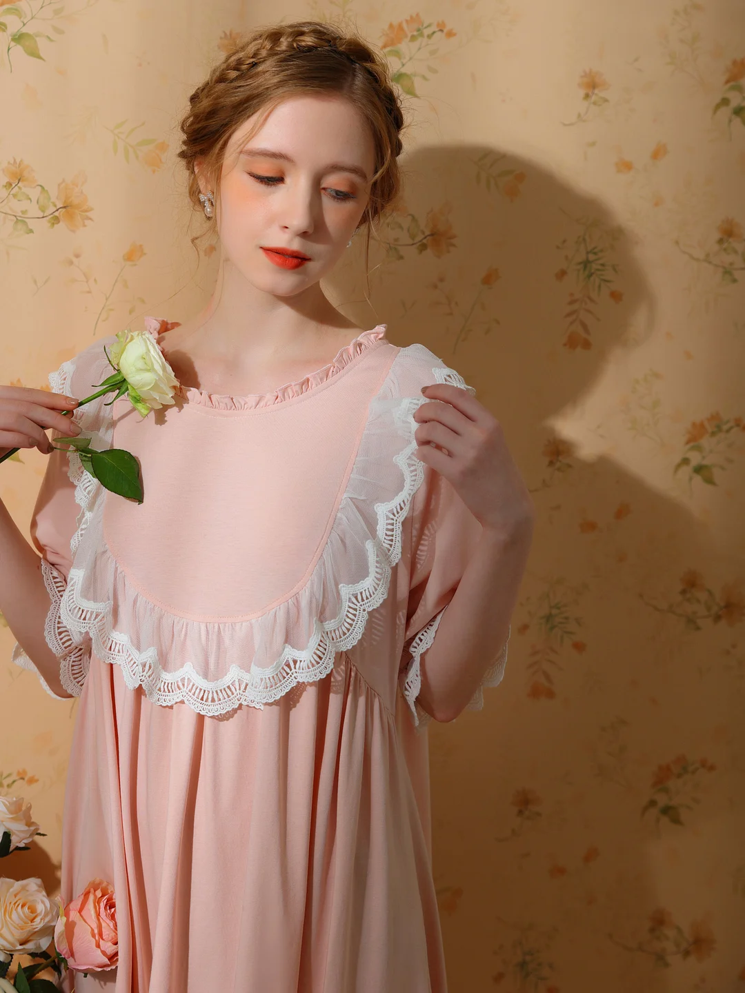 Medium Dress Princess Dress Sweet French Vintage Palace Cotton One-piece Nightgown