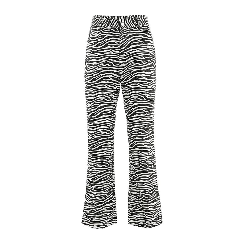 HEYounGIRL Zebra Animal Print Elegant Pants Capris Harajuku High Waist Trousers Ladies Casual Office Pants Women Streetwear 2021