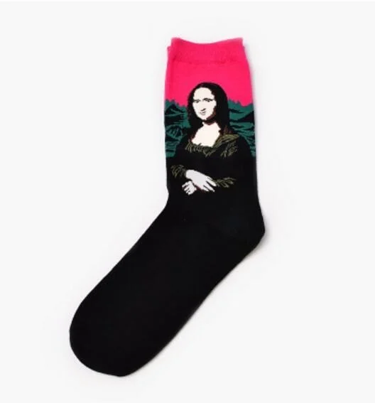 CUHAKCI Cotton Socks Funny Oil Painting Fashion Happy Socks Night Winter Male Female Colorful Print Van Gogh Art Sock one pair