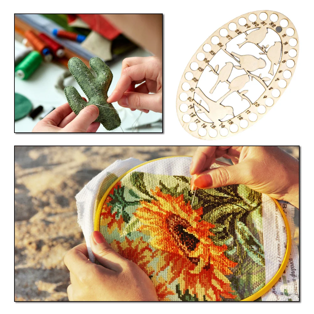 32 Positions Embroidery Thread Organizer Wood Cross Stitch Row Line Holder(12.5*20cm)