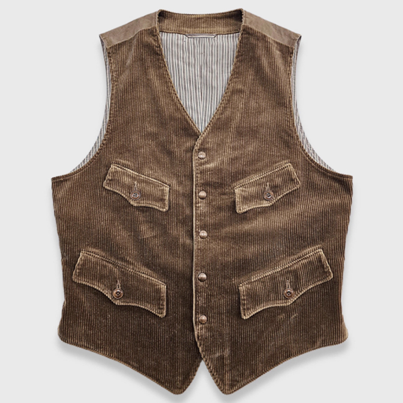 Vintage Corduroy Workwear Casual Single Breasted Vest