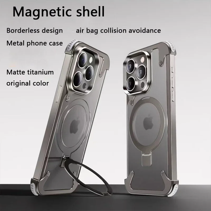 Magnetic Mobile Phone Case Metal Anti-Fall Airbag Protective Case