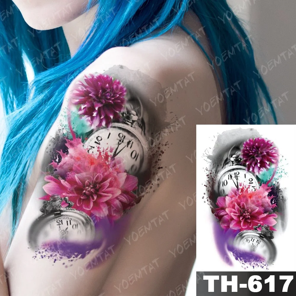 Waterproof Temporary Tattoo Stickers Scorpion Blood Rose Peony Flower Flash Tatoo Woman Body Art Fake Water transfer Tattoo Men